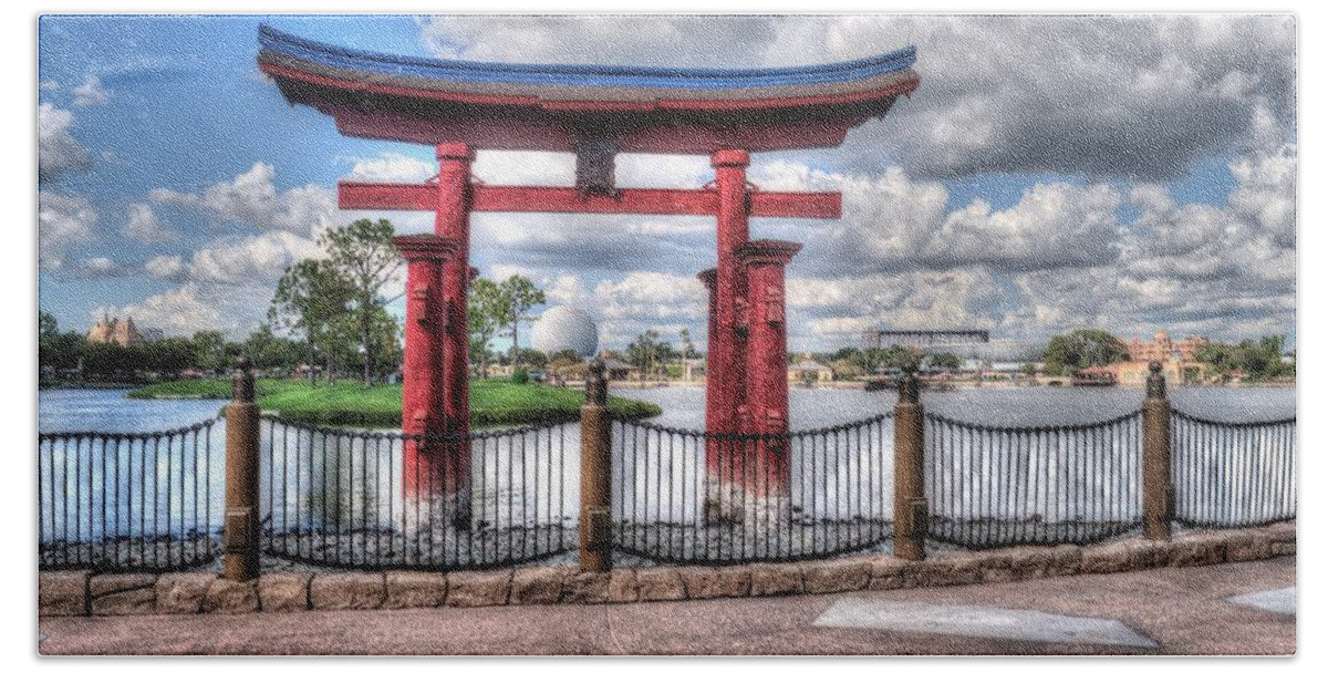 Photography Bath Towel featuring the photograph World Showcase Lagoon by Randy Dyer