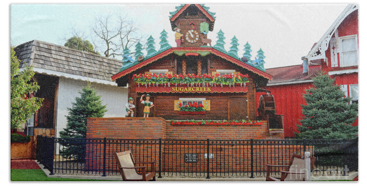 World's Largest Cuckoo Clock Hand Towel featuring the photograph Worlds Biggest Cuckoo Clock Sugarcreek Ohio 5288 by Jack Schultz
