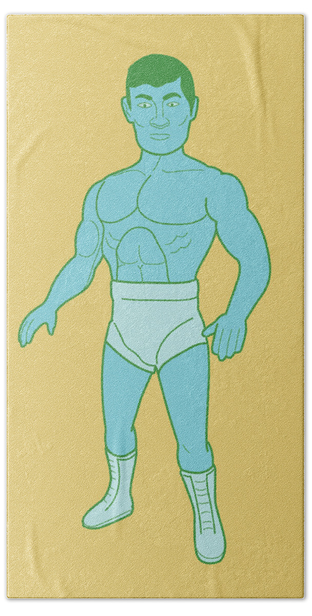 Action Hand Towel featuring the drawing Wrestler by CSA Images