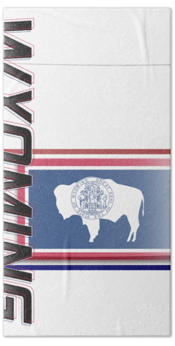 Wyoming Bath Towel featuring the digital art Wyoming State Vertical Print by Rick Bartrand