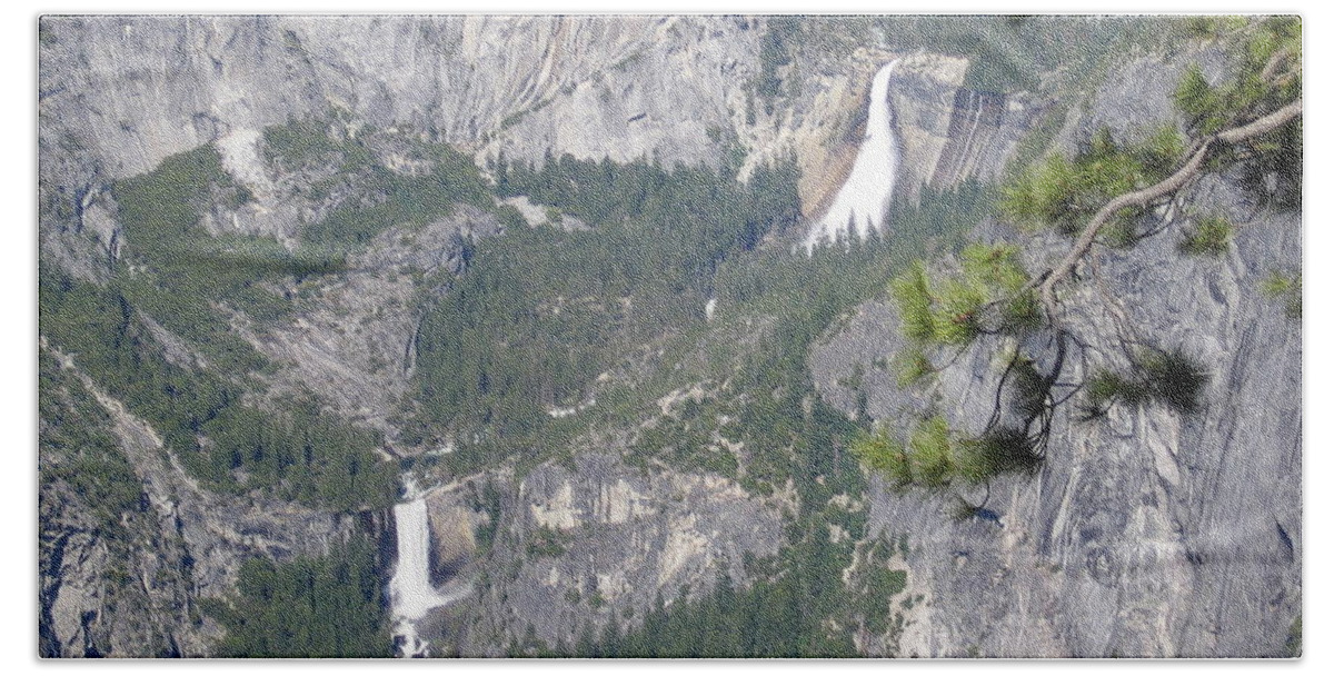 Yosemite Bath Towel featuring the photograph Yosemite National Park Glacier Point of View Verna Falls Nevada Falls by John Shiron
