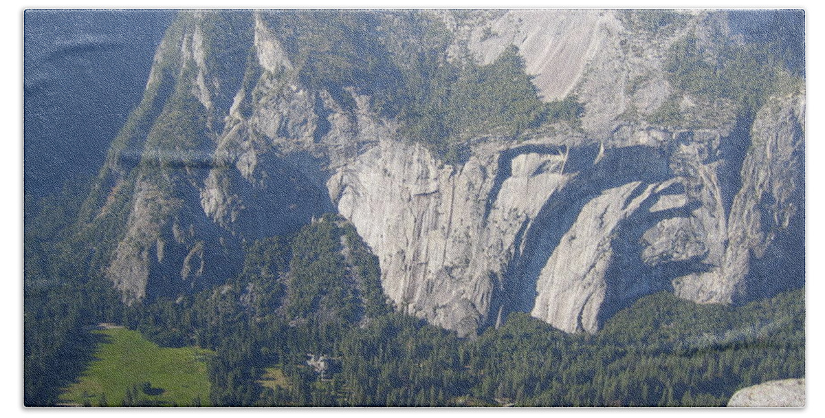 Yosemite Hand Towel featuring the photograph Yosemite National Park Yosemite Valley Aerial View by John Shiron