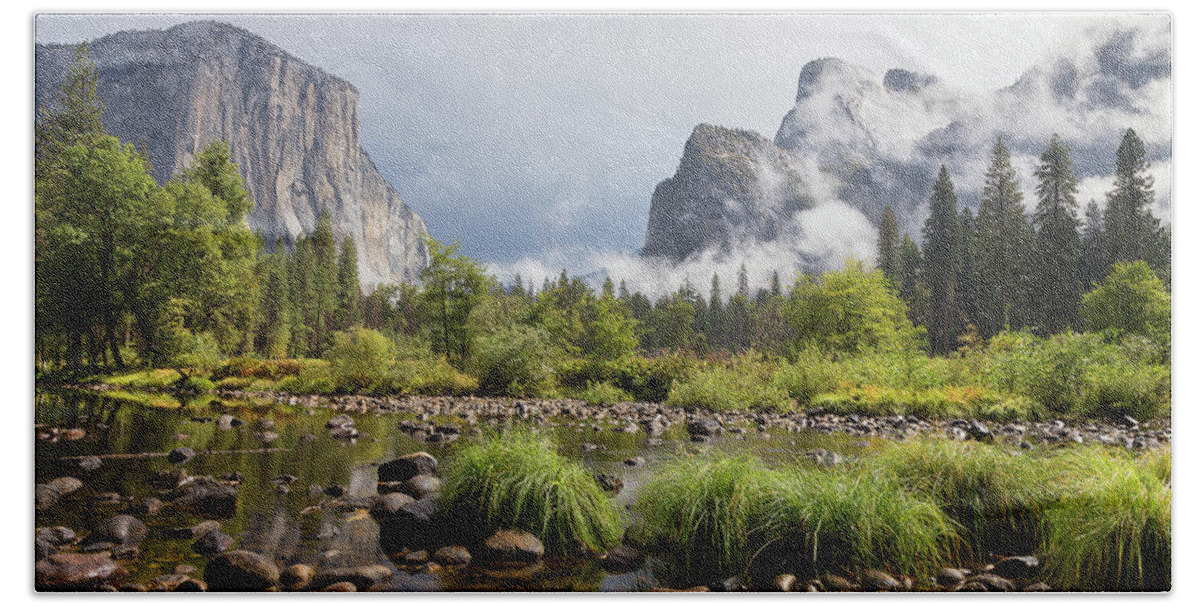 Yosemite National Park Hand Towel featuring the photograph Yosemite Valley View by Penny Meyers