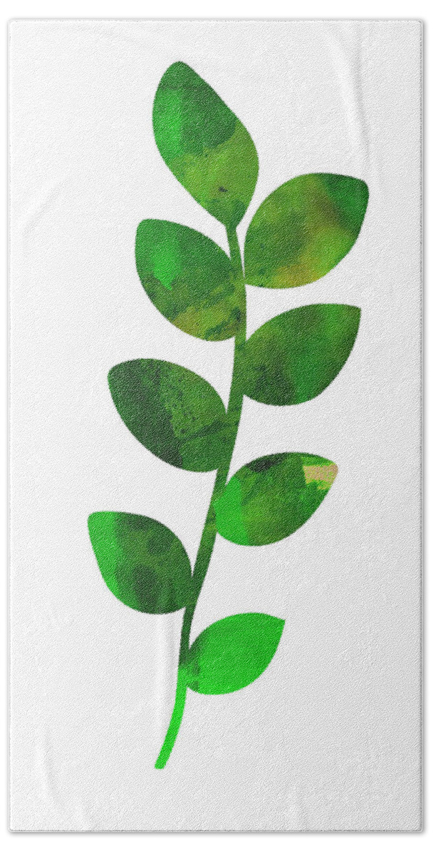 Zamioculcas Leaf Hand Towel featuring the mixed media Zamioculcas Leaf by Naxart Studio