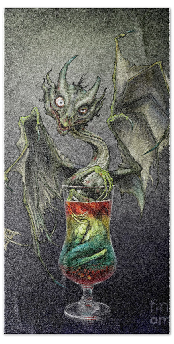 Zombie Drink Hand Towel featuring the digital art Zombie Dragon by Stanley Morrison