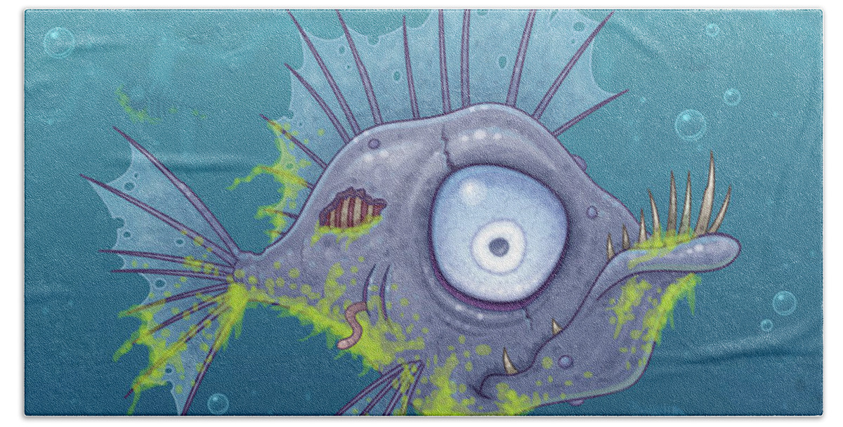 Sea Hand Towel featuring the digital art Zombie Fish by John Schwegel