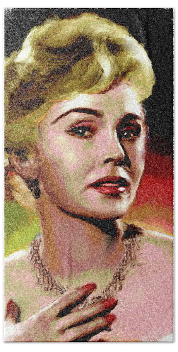 Zsa Hand Towel featuring the painting Zsa Zsa Gabor painting by Stars on Art