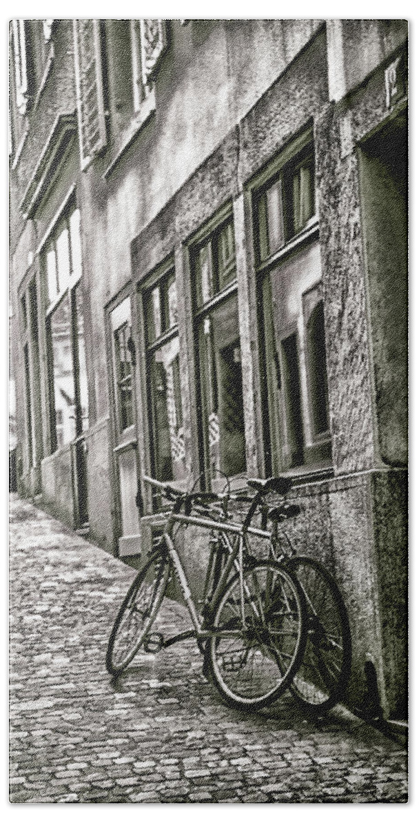 Bicycles Hand Towel featuring the photograph Zurich Street Bicycles by Lauri Novak