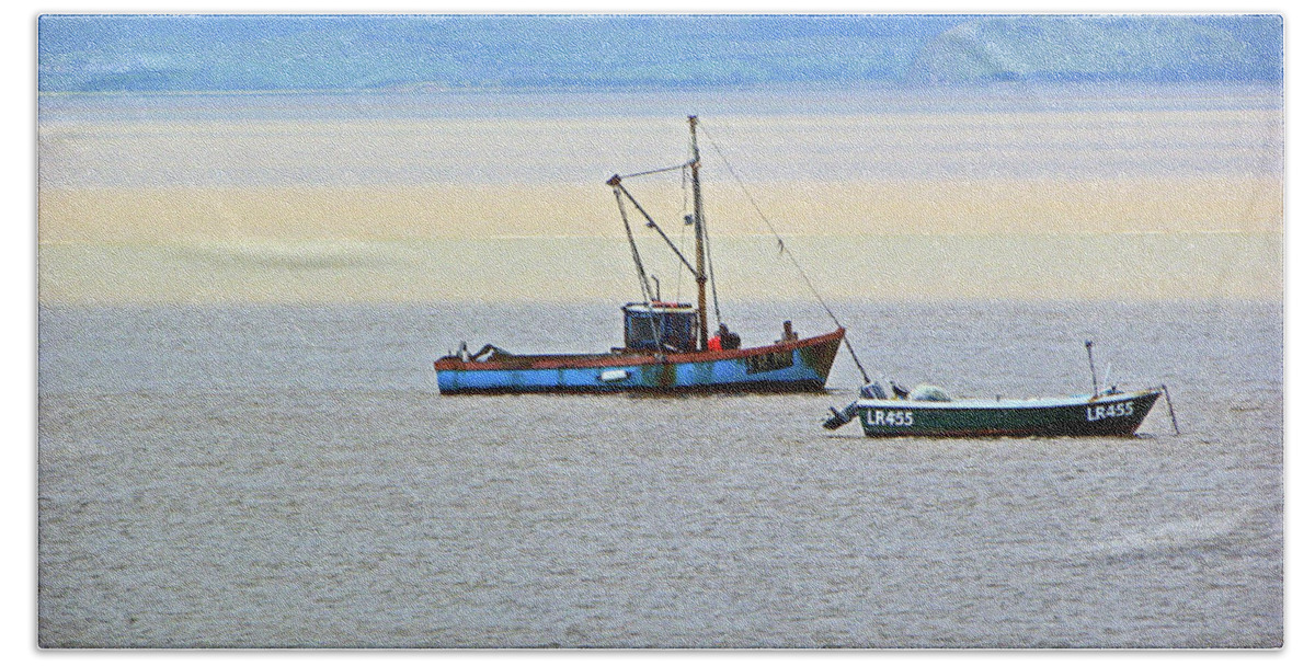 Morecambe Bath Towel featuring the photograph 07-07-12 MORECAMBE. Two Boats On The Bay. by Lachlan Main