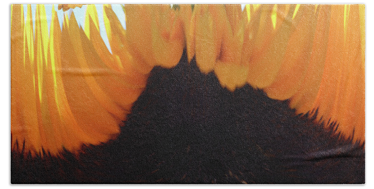 Sun Flowers Bath Towel featuring the photograph A Bees Eye View #1 by Terence Davis
