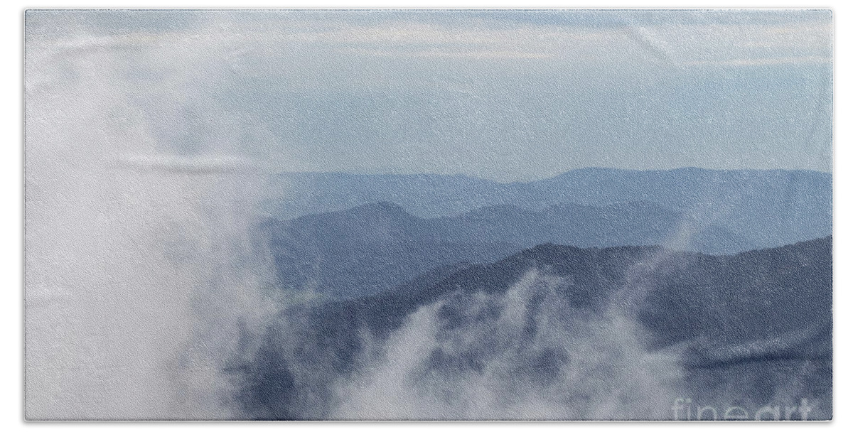 Mountain Bath Towel featuring the photograph Above the Clouds #1 by Linda Lees