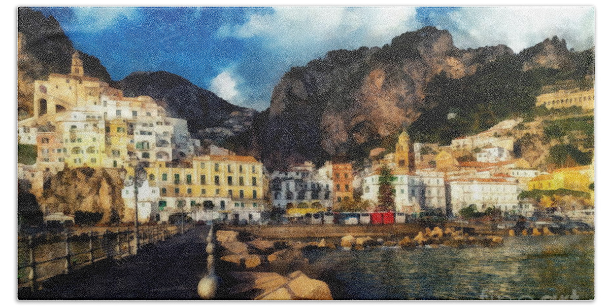 Amalfi Bath Towel featuring the digital art Amalfi Coast #1 by Jerzy Czyz