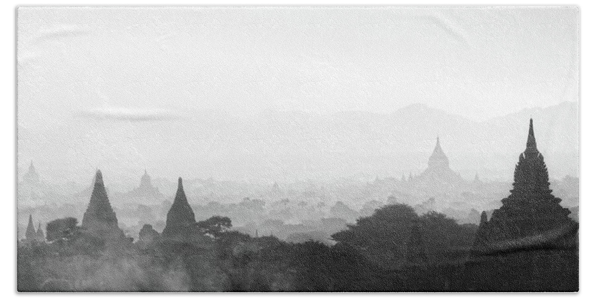 Ancient Hand Towel featuring the photograph Ancient temple city of Bagan #1 by Jason KS Leung