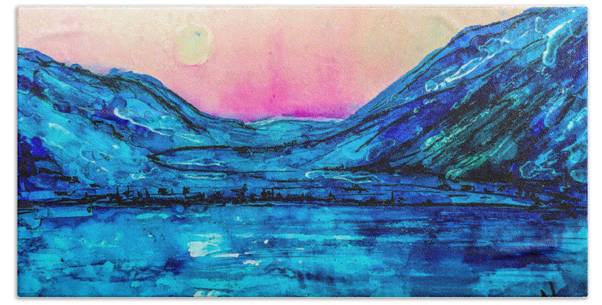 Moonrise Bath Towel featuring the mixed media Arctic Moonrise HDR #1 by Eileen Backman