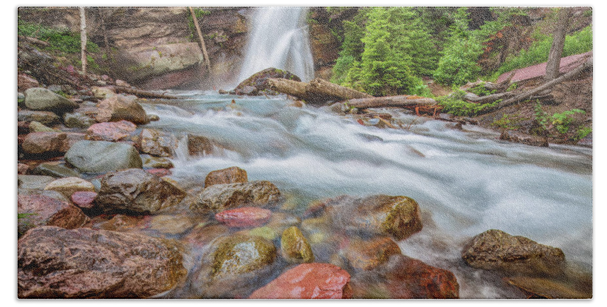 Glacier National Park Hand Towel featuring the photograph Baring Falls #1 by Jack Bell