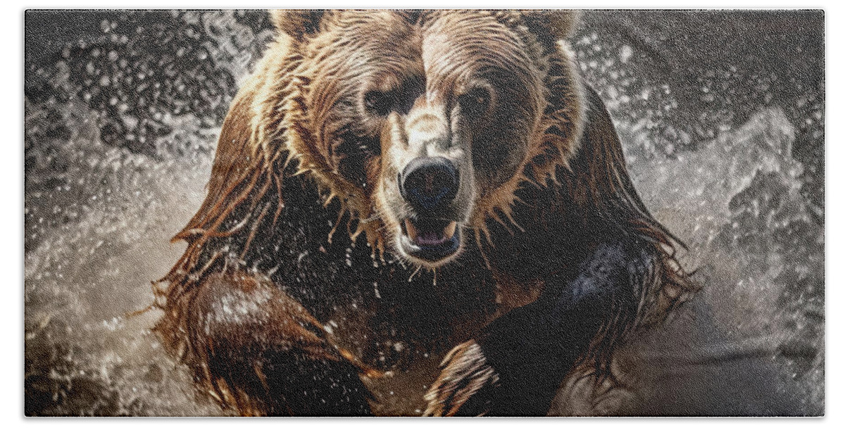 Kodiak Bear Hand Towel featuring the photograph Bear #1 by David Mohn