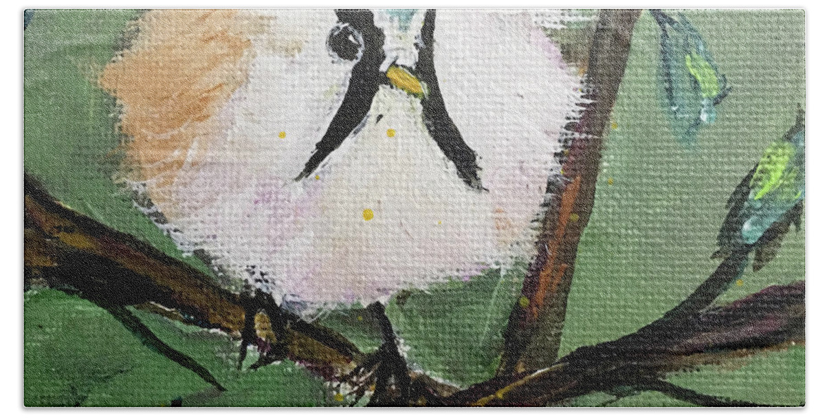 Bearded Tit Bath Towel featuring the painting Bearded Tit by Roxy Rich