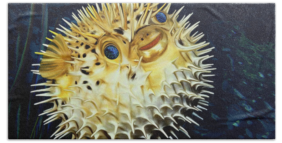 Blowfish Bath Towel featuring the digital art BlowFish - Resize by Thanh Thuy Nguyen