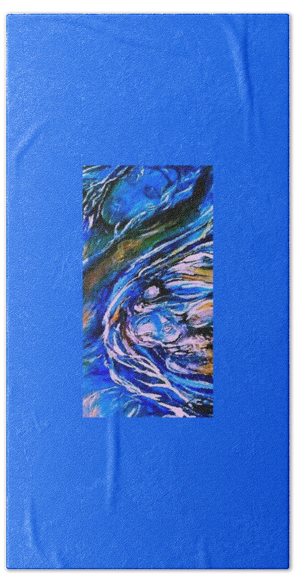 Portraits Bath Towel featuring the painting Blue #1 by Dawn Caravetta Fisher