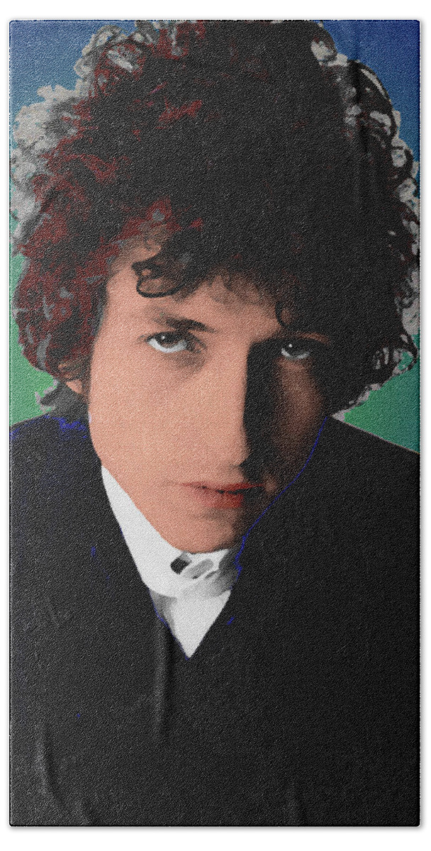 Bob Hand Towel featuring the painting Bob Dylan by Stars on Art
