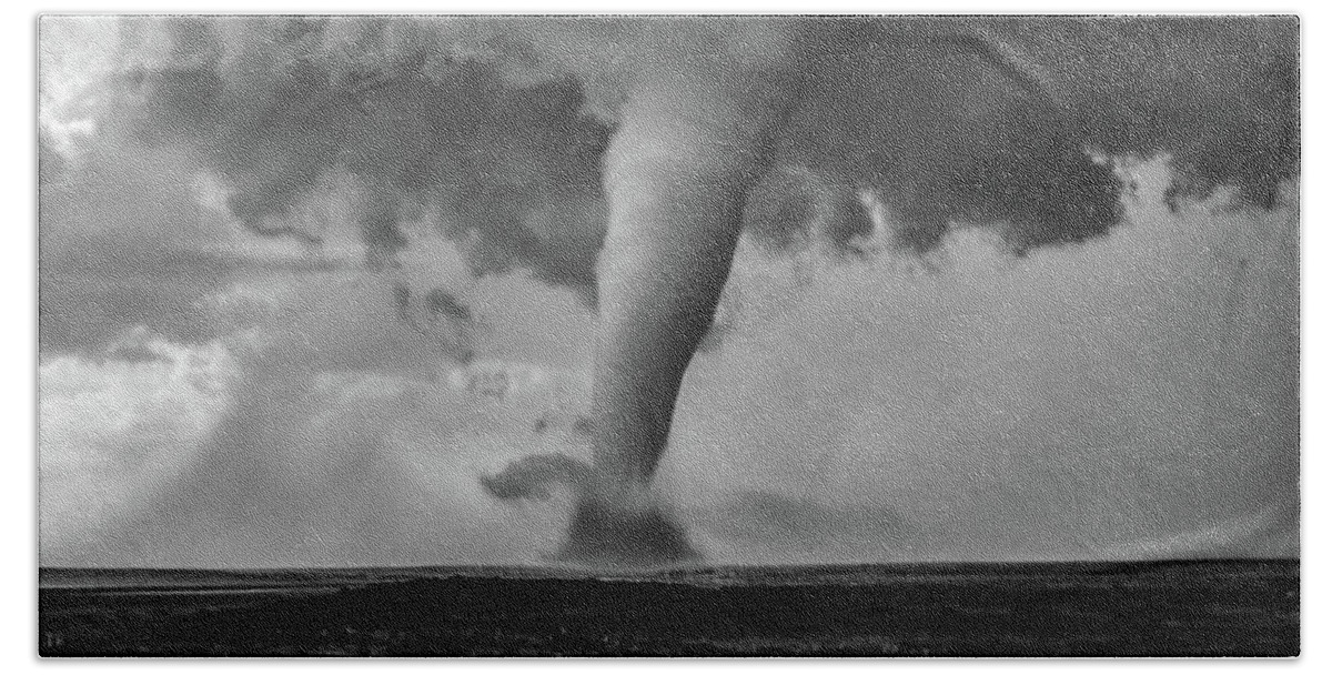 Tornado Hand Towel featuring the photograph Campo Tornado Black and White #1 by Ed Sweeney