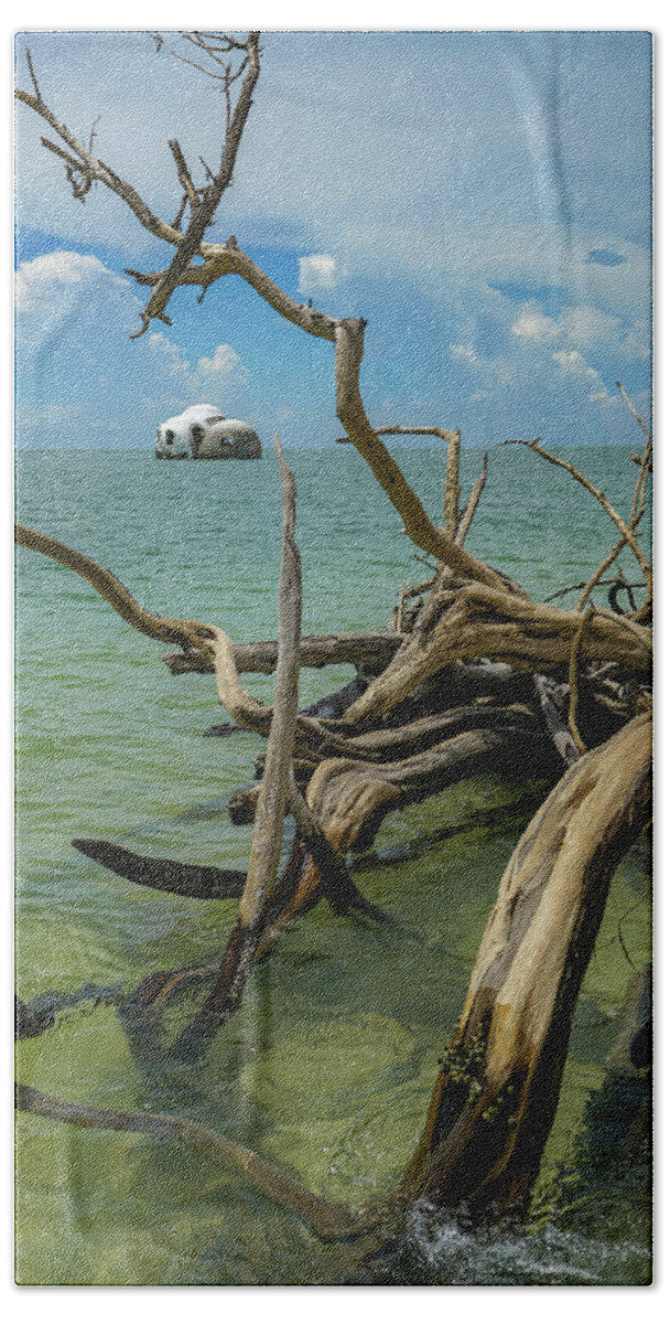 Cape Romano Dome Homes In 2019. Marco Island Bath Towel featuring the photograph Cape Romano 2019 #1 by Joey Waves
