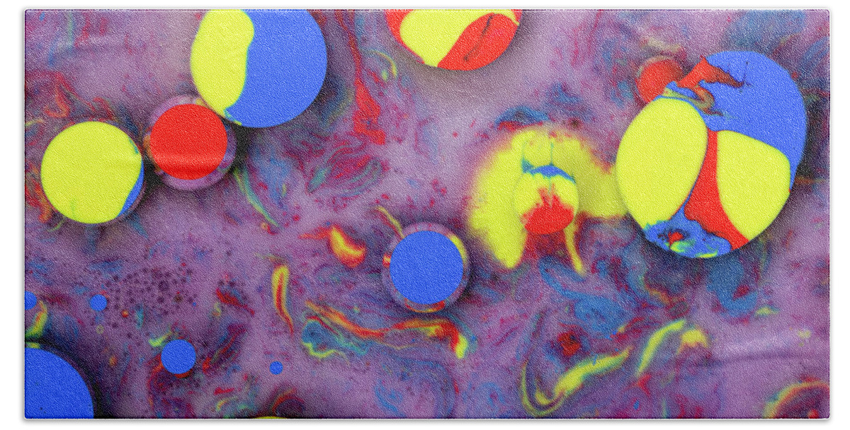 Bubbles Bath Towel featuring the photograph Colorful artistic abstract background bubble painting art #1 by Michalakis Ppalis