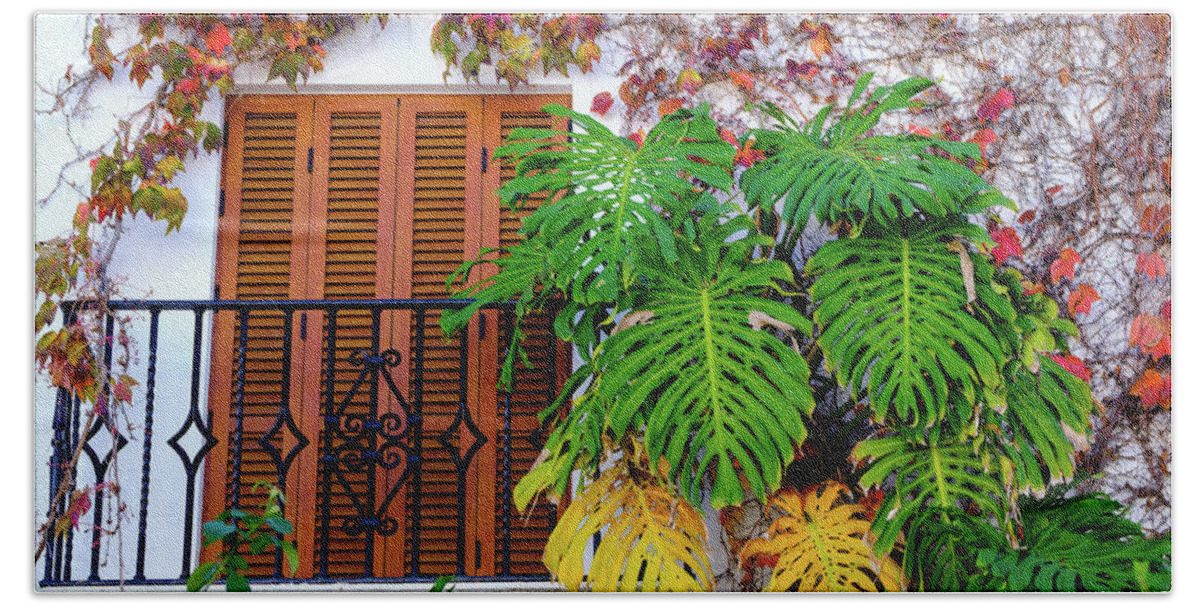 Balcony Bath Towel featuring the photograph Colours of Andalucia #1 by Gary Browne
