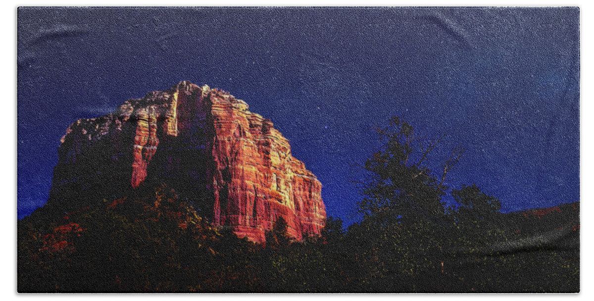  Hand Towel featuring the photograph Courthouse Rock under Full Moon #1 by Al Judge