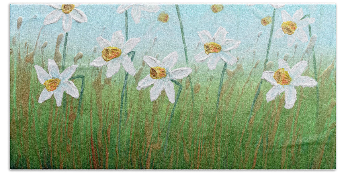 Daffodils Bath Towel featuring the painting Daffodils by Amanda Dagg