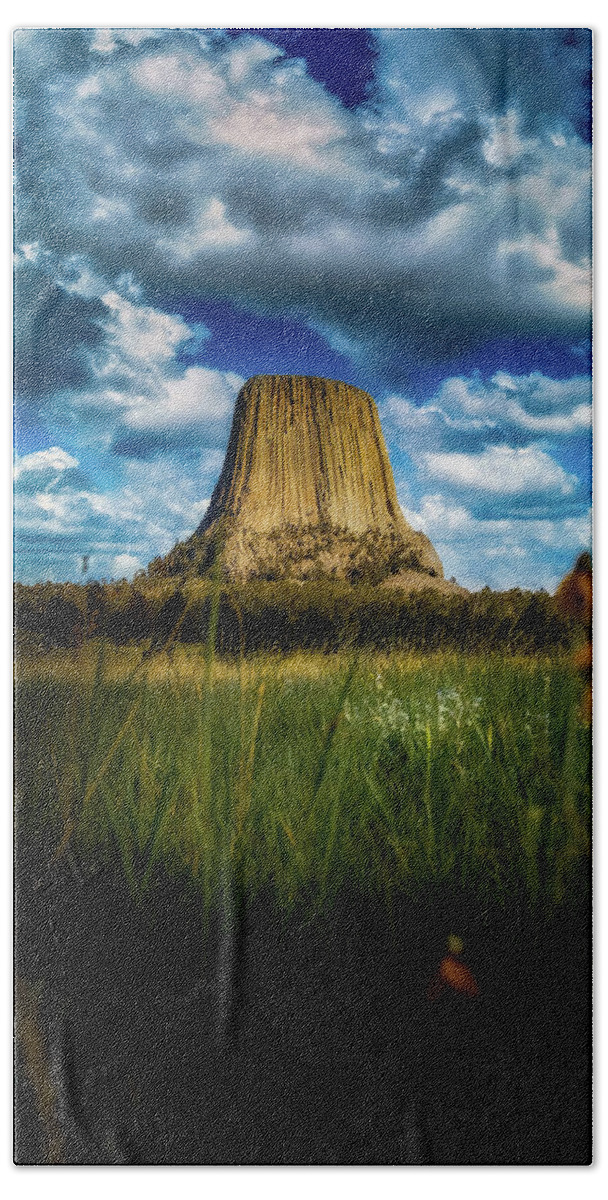 Devils Hand Towel featuring the photograph Devils Tower #1 by Brian Venghous