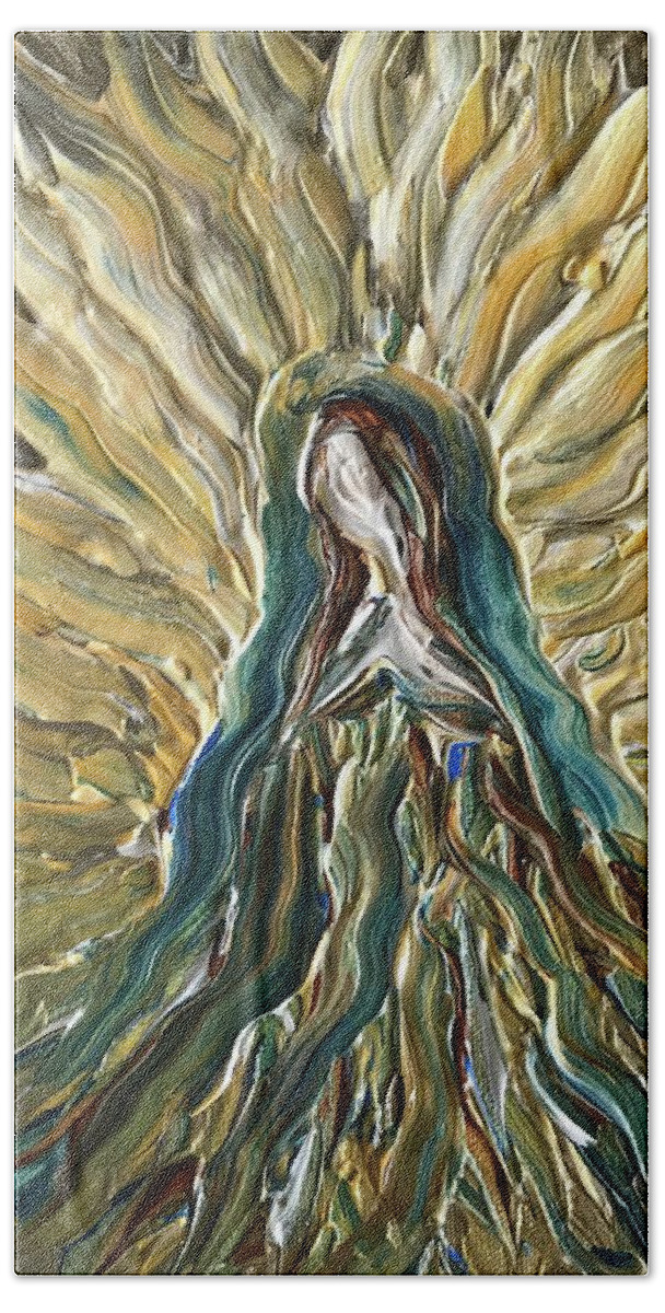 Divine Bath Towel featuring the painting Divine Mother #1 by Michelle Pier
