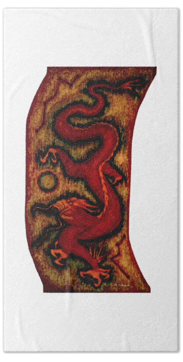 Google Images Hand Towel featuring the painting Dragon #2 by Fei A