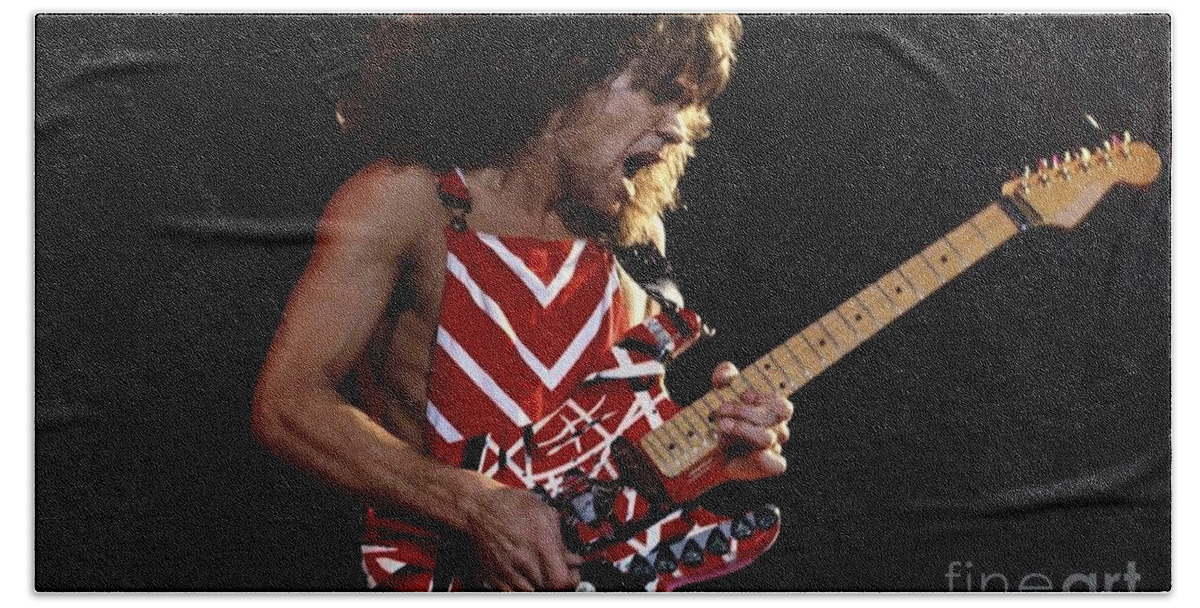 Action Photo Of Eddie Van Halen Bath Towel featuring the photograph Eddie Van Halen by Action