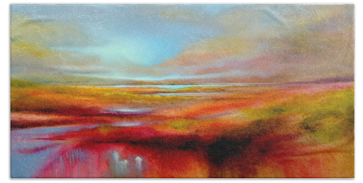 Sun Bath Towel featuring the painting Enjoy this perfect day_ #1 by Annette Schmucker