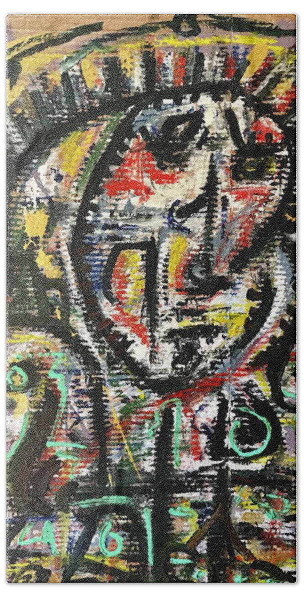 Abstract  Hand Towel featuring the painting #1 February 2020 #1 by Gustavo Ramirez