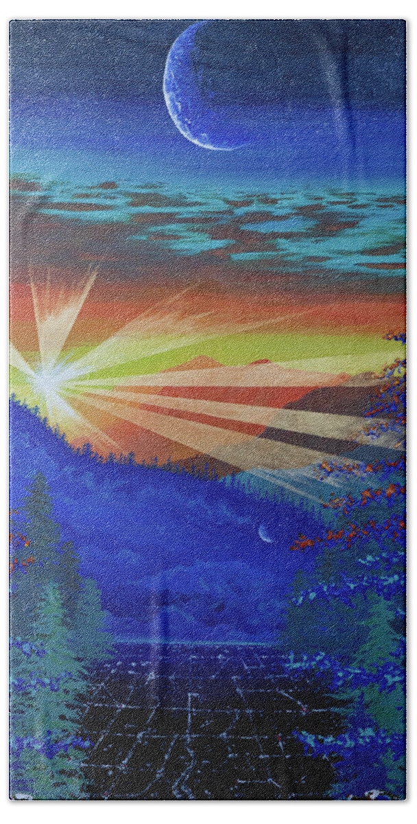 Sunbeam Hand Towel featuring the painting Find Your Horizon #1 by Ashley Wright