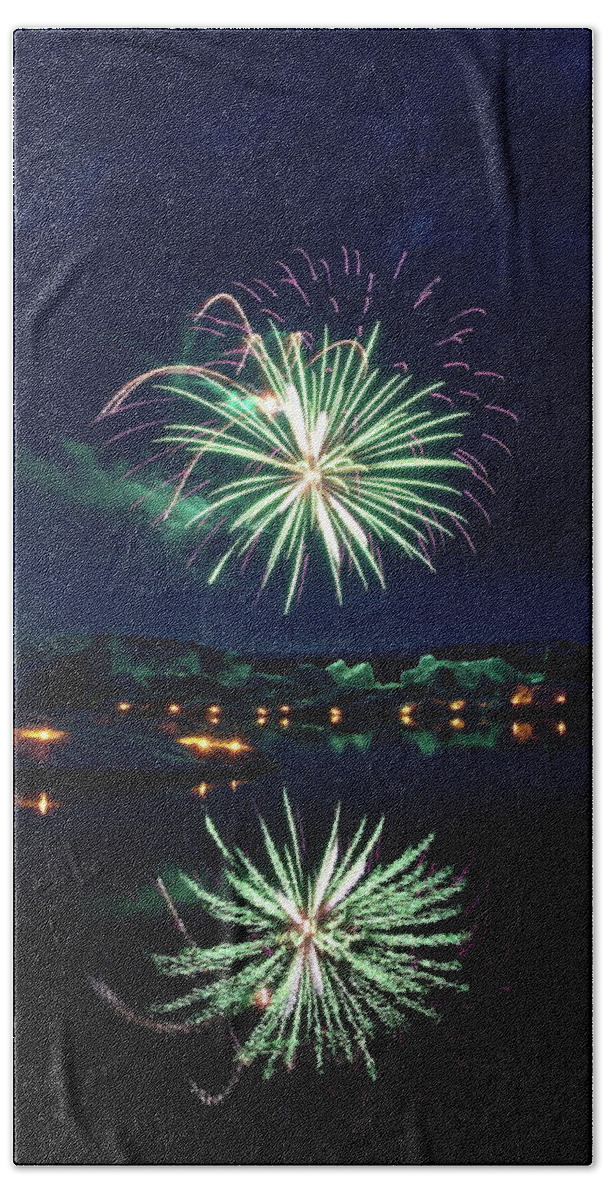 Fireworks Hand Towel featuring the photograph Fire and ice #6 by Christopher Mathews