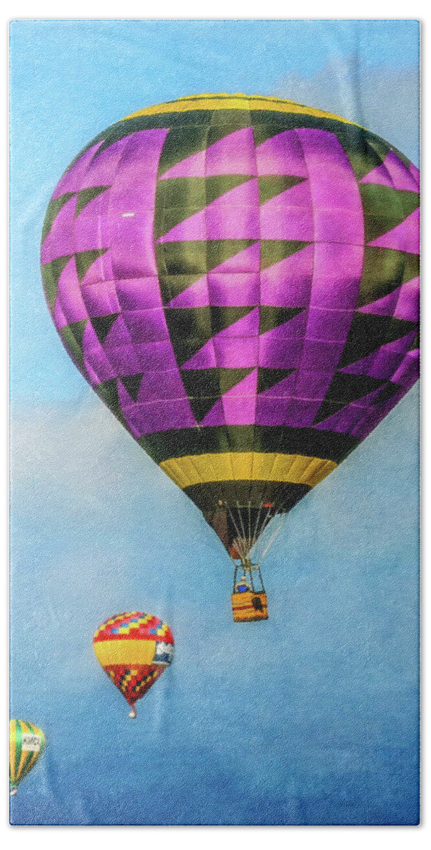 Hot Air Balloons Hand Towel featuring the photograph Follow Me #1 by Kevin Lane