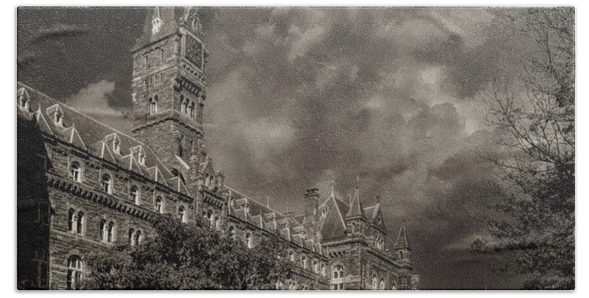 Georgetown University Hand Towel featuring the photograph Healy Hall - Georgetown University Campus #1 by Mountain Dreams