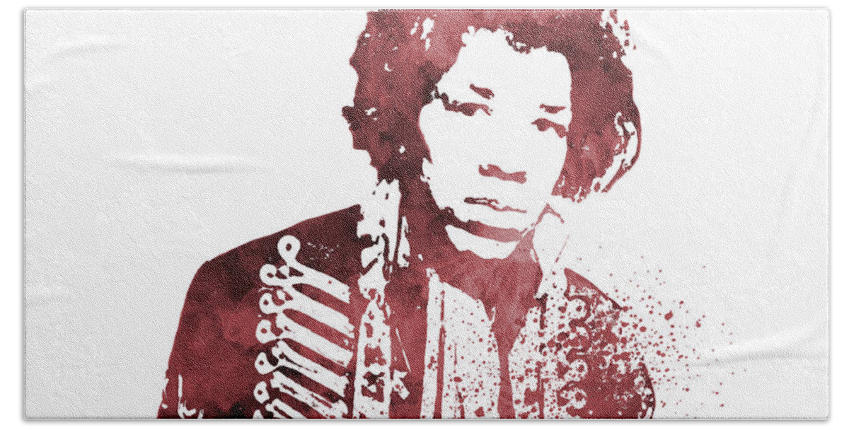 Jimi Hendrix Bath Towel featuring the mixed media Jimi Hendrix 9c #1 by Brian Reaves