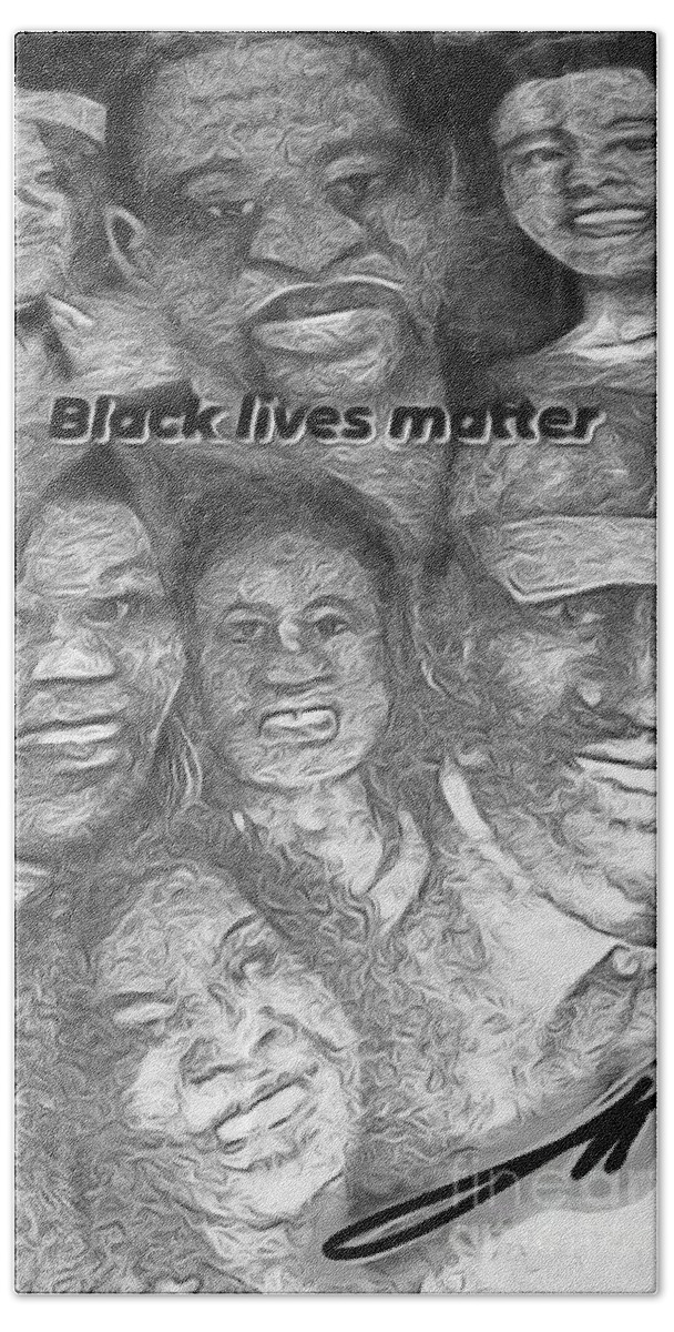 Black Lives Matter Hand Towel featuring the drawing Black Lives Matter by Julie TuckerDemps
