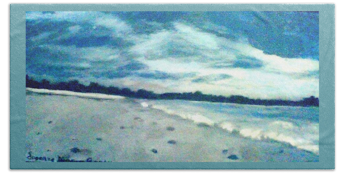 Florida Bath Towel featuring the painting Lido Beach Evening #2 by Suzanne Berthier