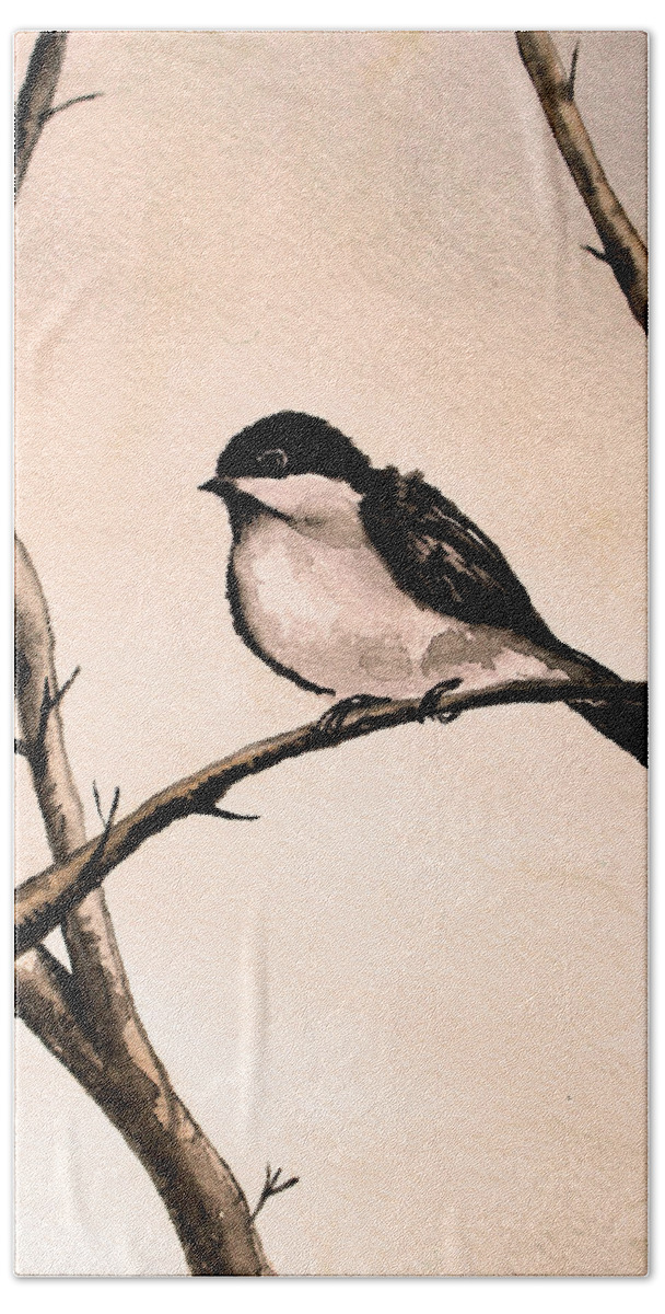 Beautiful: Hand Towel featuring the painting Little Bird 11 #2 by Medea Ioseliani