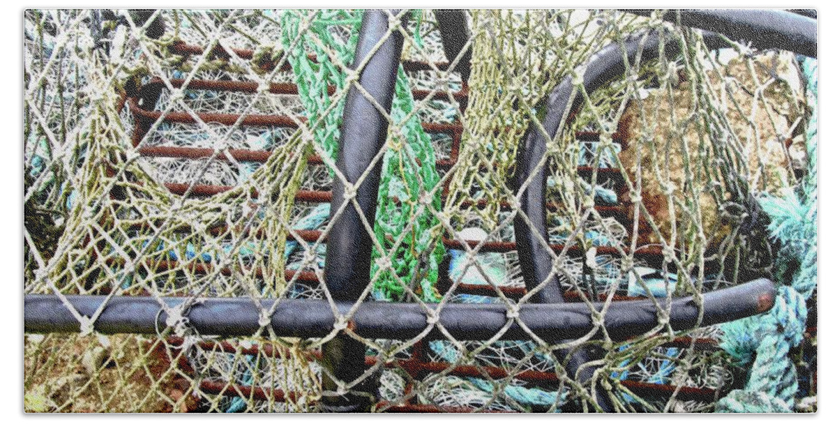 Colourful Hand Towel featuring the photograph Lobster Traps #1 by Stephanie Moore