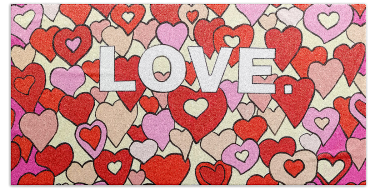 Love Valentine's Day Bath Towel featuring the painting Love #1 by Mike Stanko