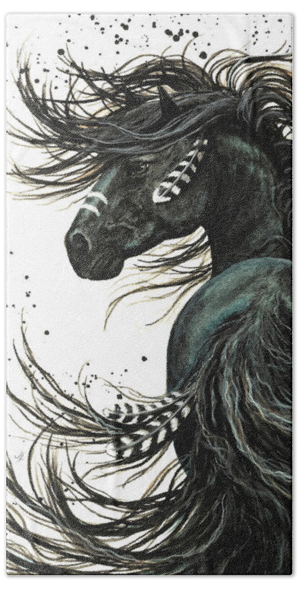 Spirit Horse. Amylyn Bihrle Bath Towel featuring the painting Majestic Spirit Horse I #1 by AmyLyn Bihrle