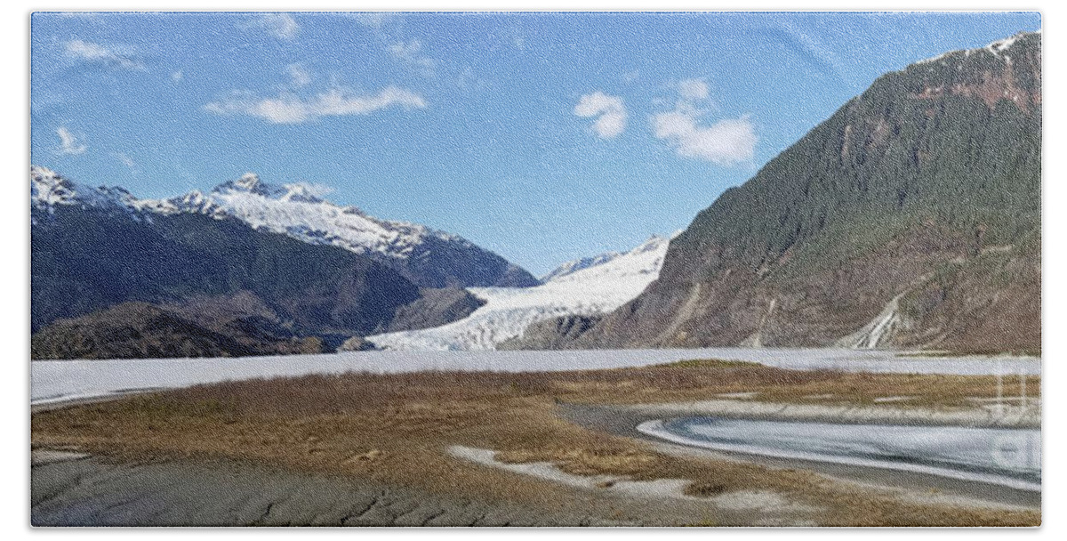 #juneau Hand Towel featuring the photograph Mendenhall Lake in the Spring by Charles Vice