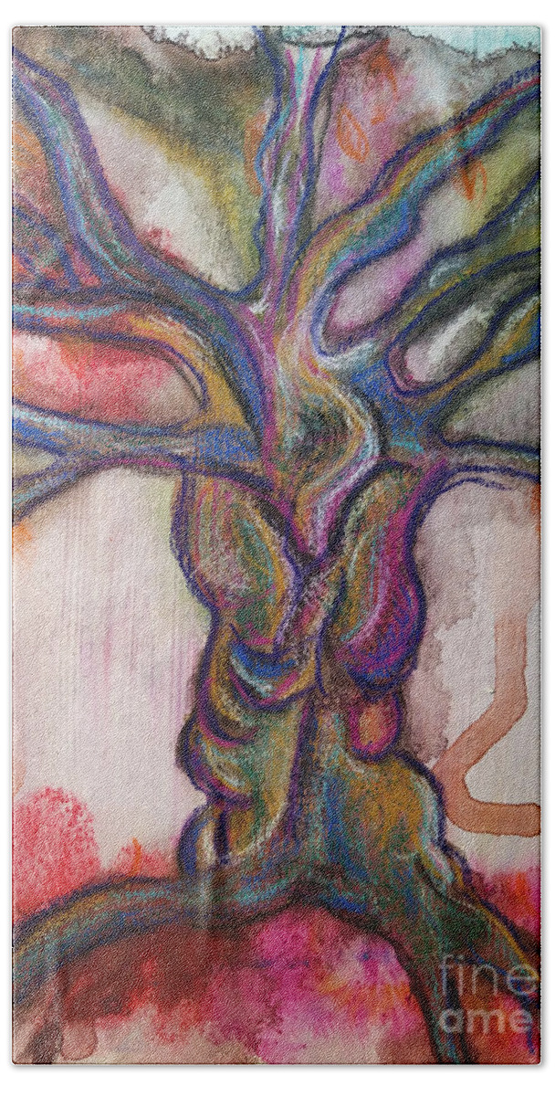 Tree Bath Towel featuring the mixed media Mighty Tree #1 by Mimulux Patricia No