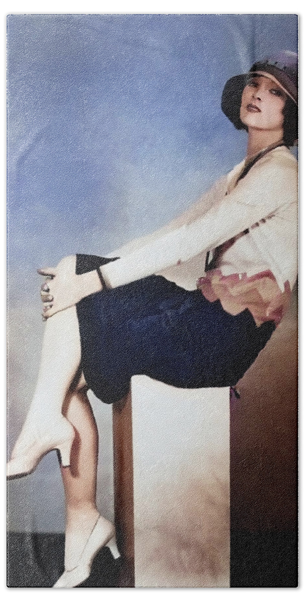 Myrna Loy Bath Towel featuring the digital art Myrna Loy Photo Session #1 by Chuck Staley